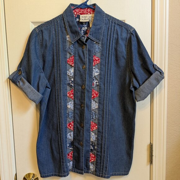 Koret Tops - Koret City Blues Denim Short Sleeve Button Front Shirt